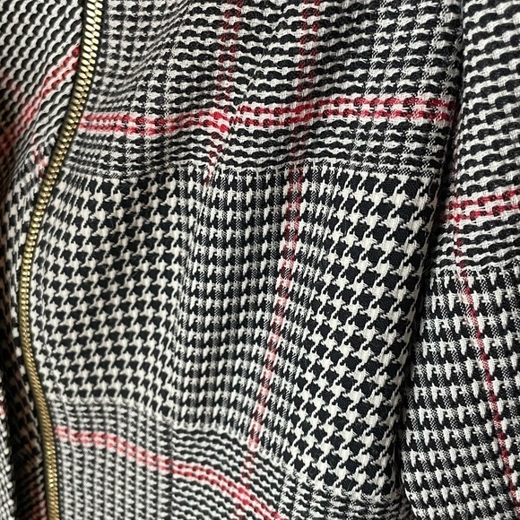 Escada‎ Houndstooth Black Red and White Blazer Jacket with Zipper Detail Size 34 - Picture 5 of 14